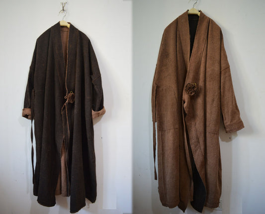 edoa Reversible Tussah Silk Wrap Coat
