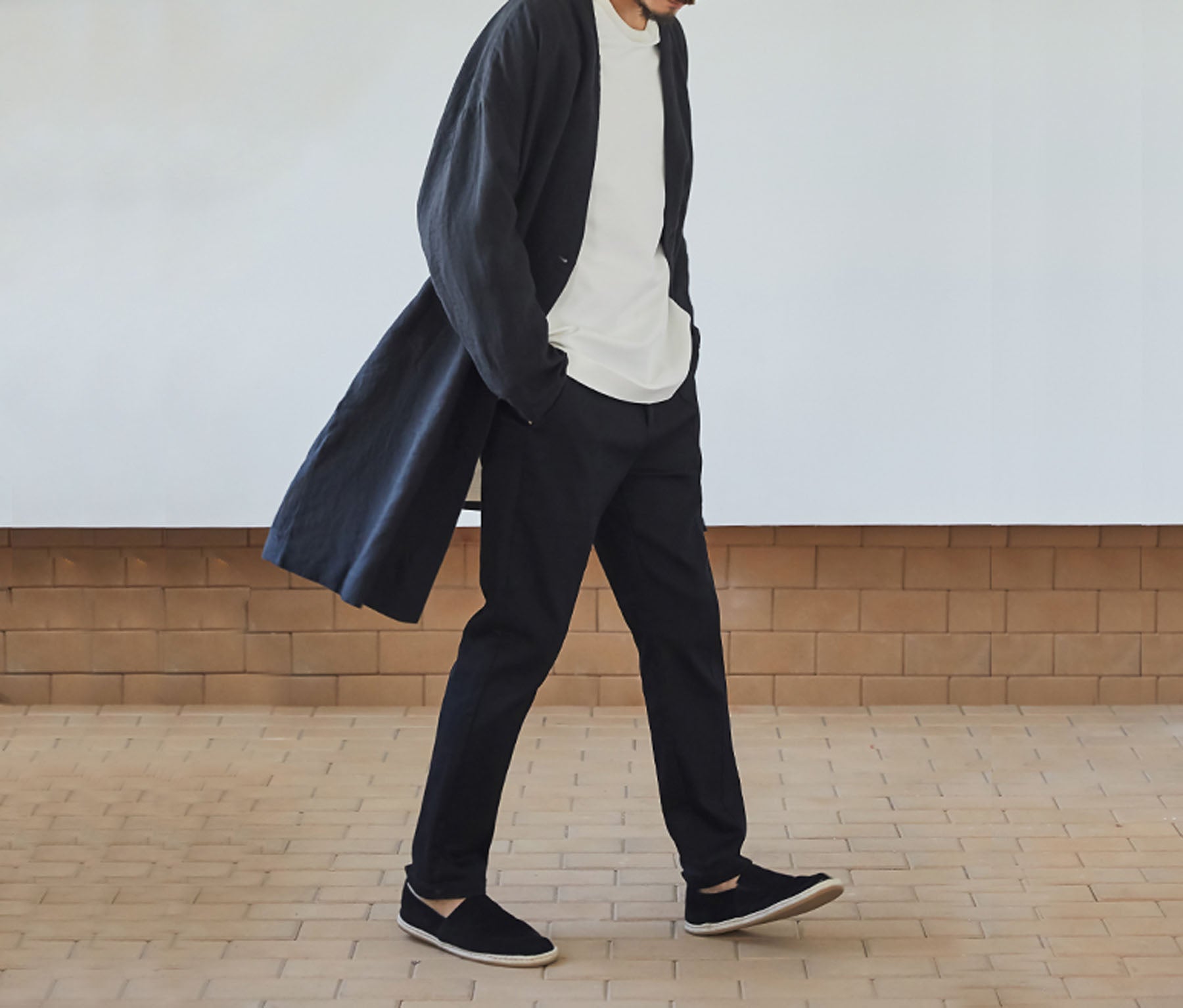 edoa heavy weight washed linen coat