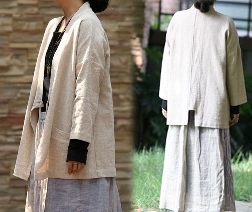 washed linen kimono jacket edoa