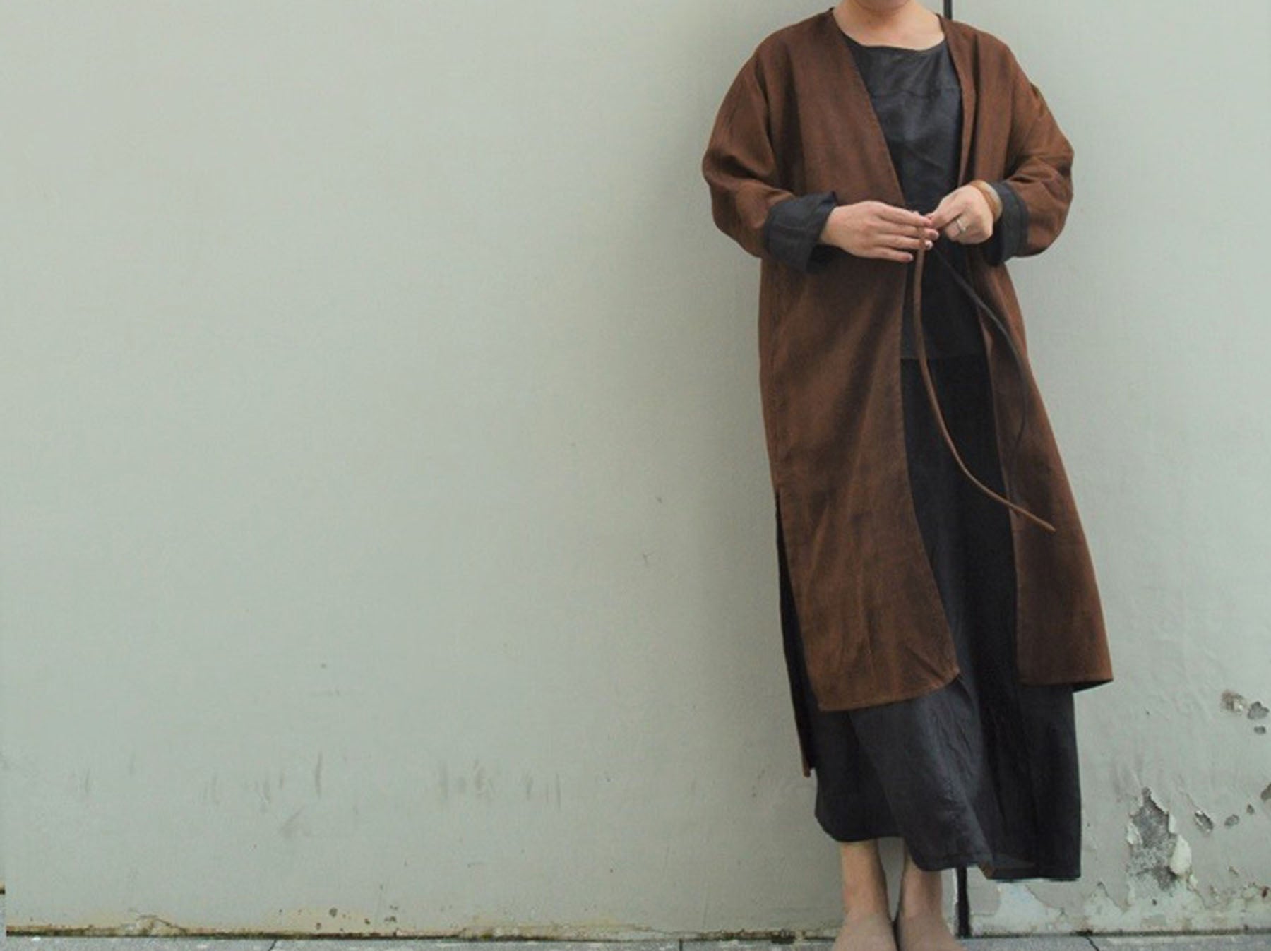 edoa Reversible Mud Silk Dust Coat