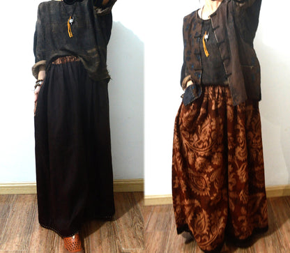 Reversible Mud Noil Silk Jacquard Wide Leg Pants pa0129 X298