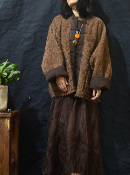 Brown Sherpa Wool Chinese Jacket ja0058 A777