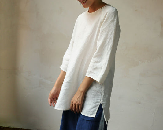 edoa Washed French Linen Tunic Top