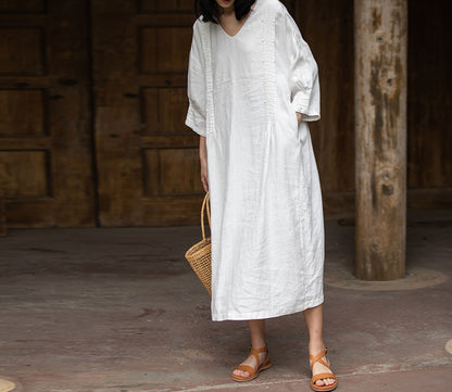 edoa pintucked linen dress
