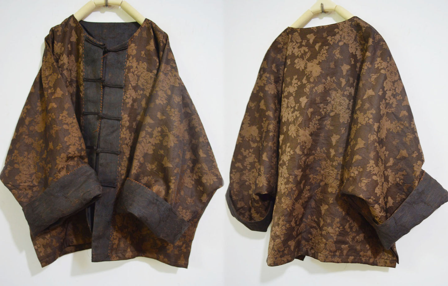 edoa Plant Dyed Silk Jacquard Chinese Jacket