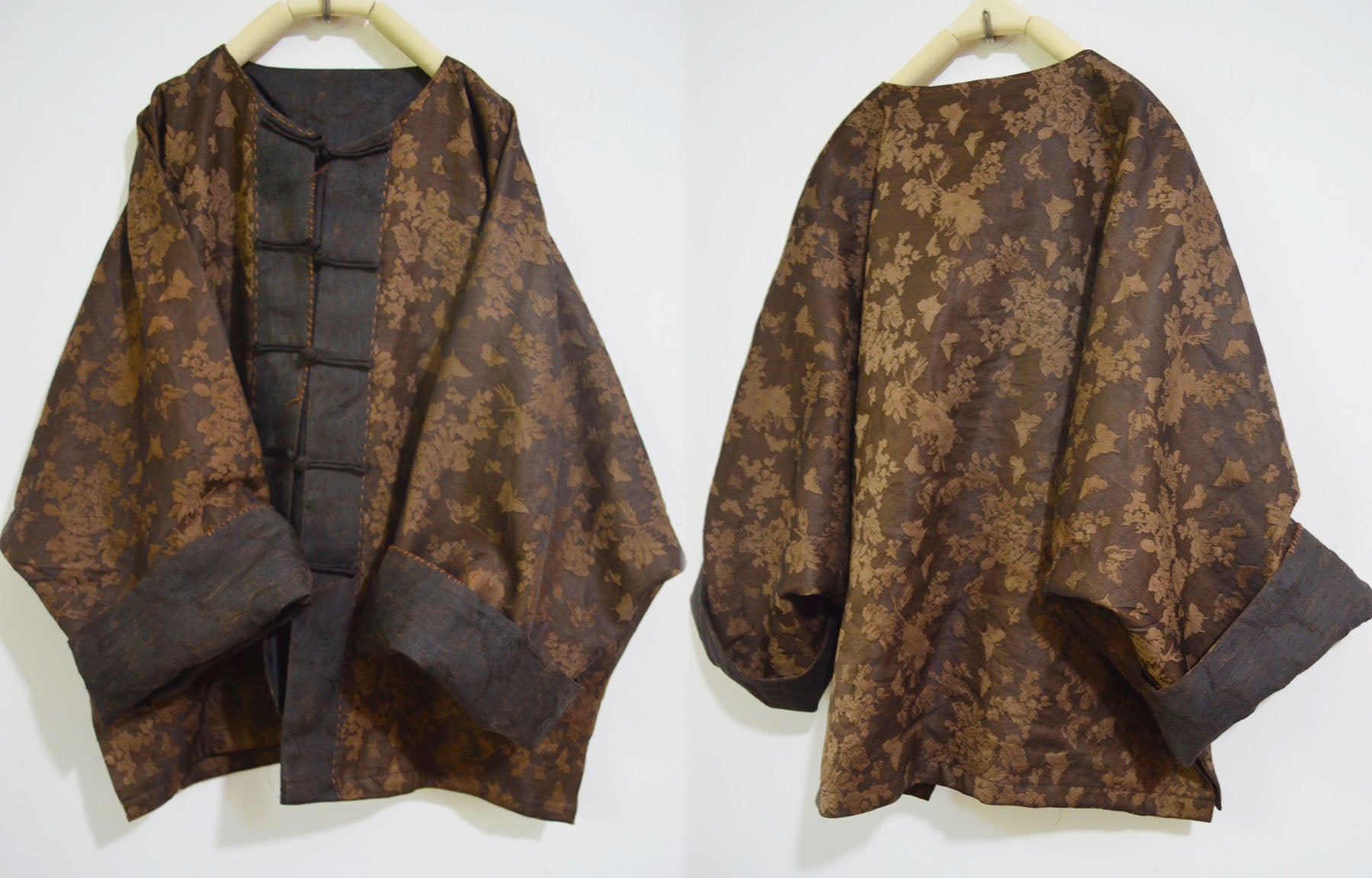 edoa Plant Dyed Silk Jacquard Chinese Jacket