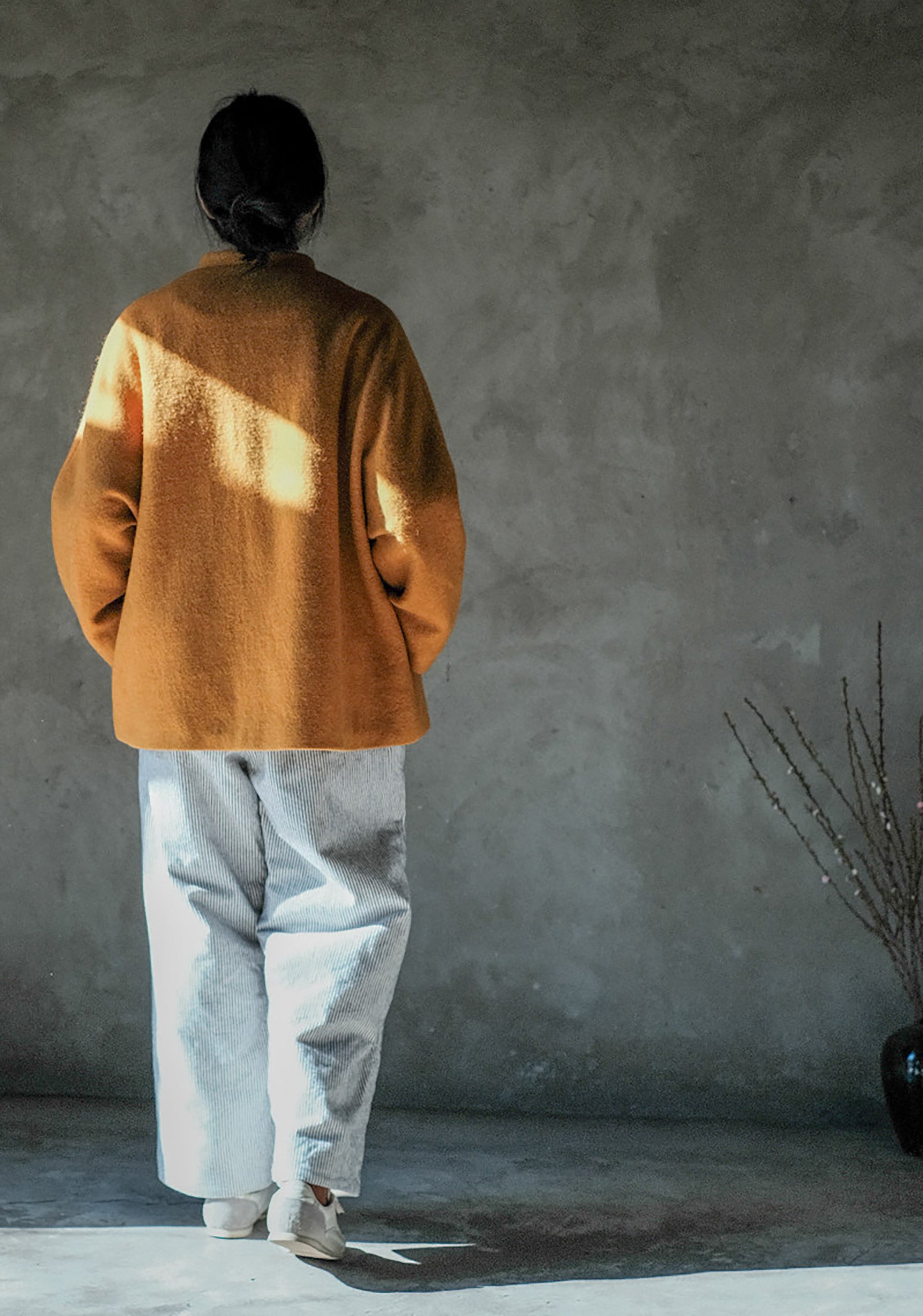 EDOA Wool Diagonal Placket Chinese Jacket