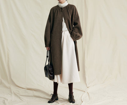 edoa Merino Wool Pleated Fully lined A-line Skirt 