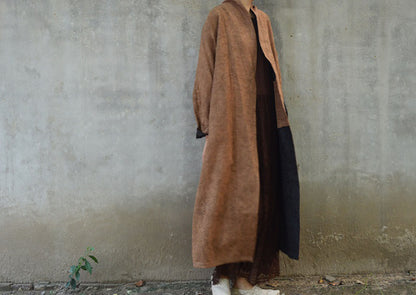 edoa Reversible Double Layer Mud Silk Linen blend Coat 