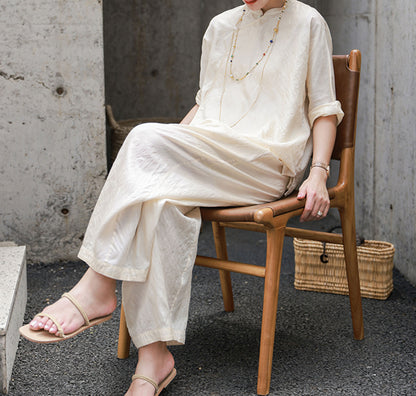 edoa Tussah Silk Qipao Top