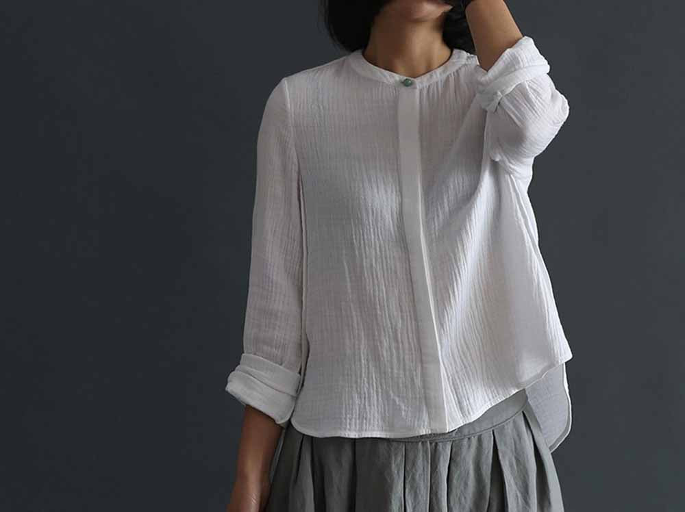 edoa Layered Cotton Buttoned Top
