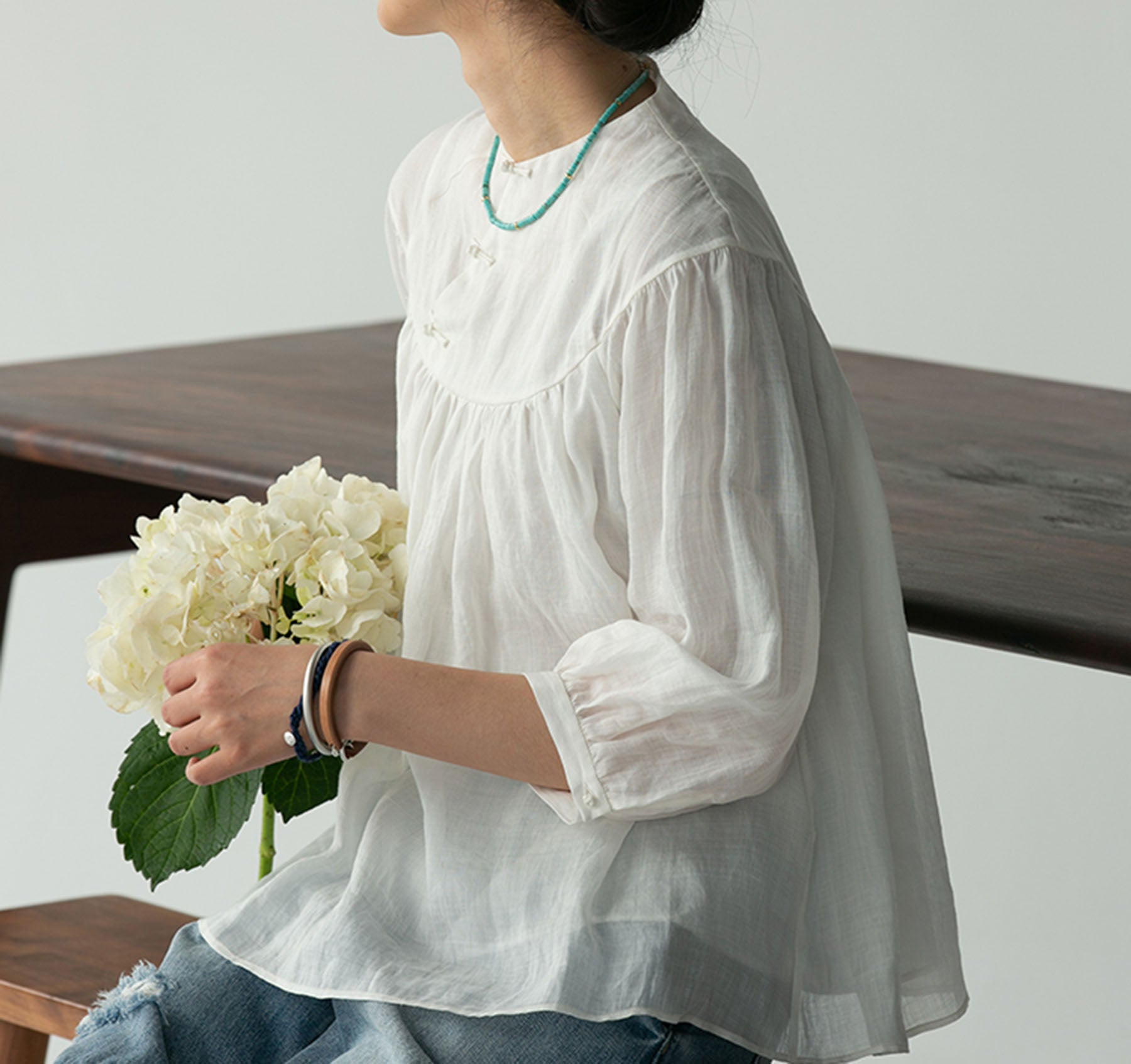 edoa Ramie Flared Top 