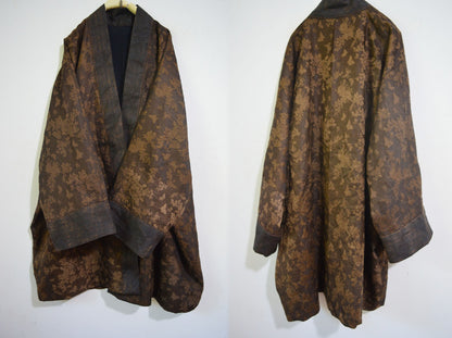 Plant Dyed Silk Wool Blend Jacquard  Coat co0164 A959
