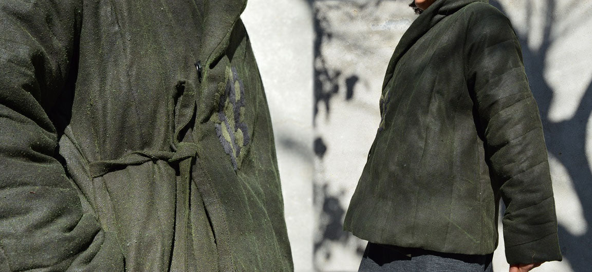 Winter Mud Tussah Silk Quilt Down Jacket ja0068 B08