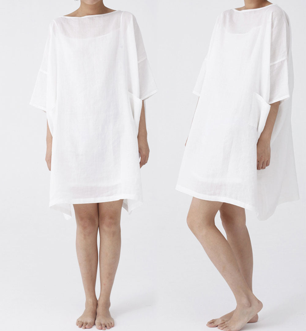 edoa Oversized White Smock Top Tunic