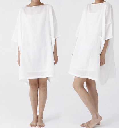 edoa Oversized White Smock Top Tunic