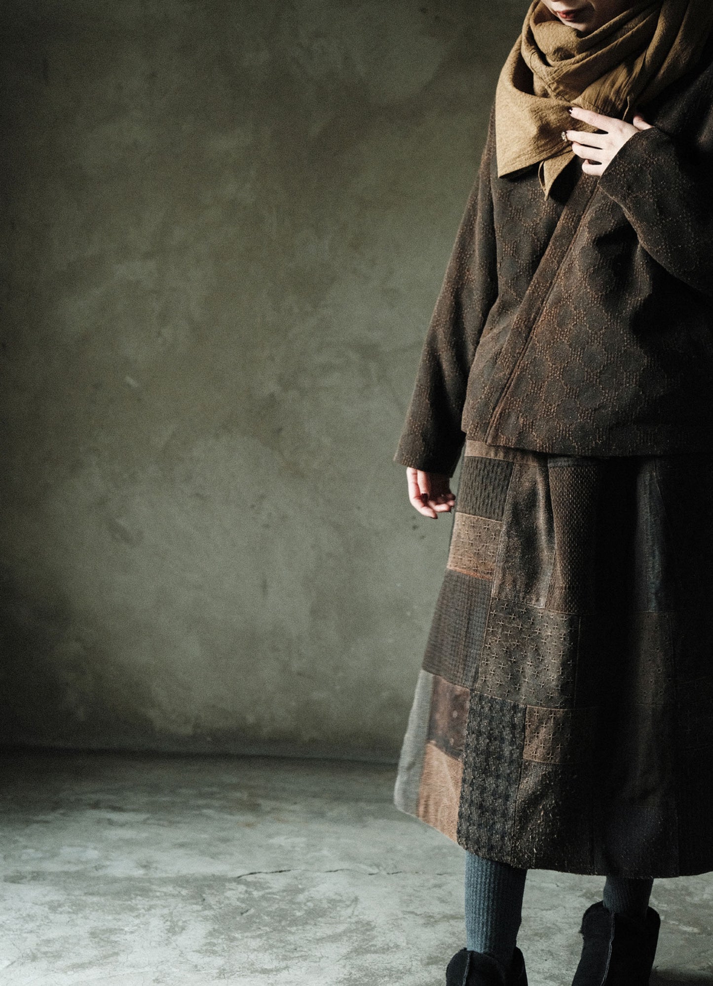 edoa Mud Tussah Silk Jacquard Padded Hanfu Jacket 