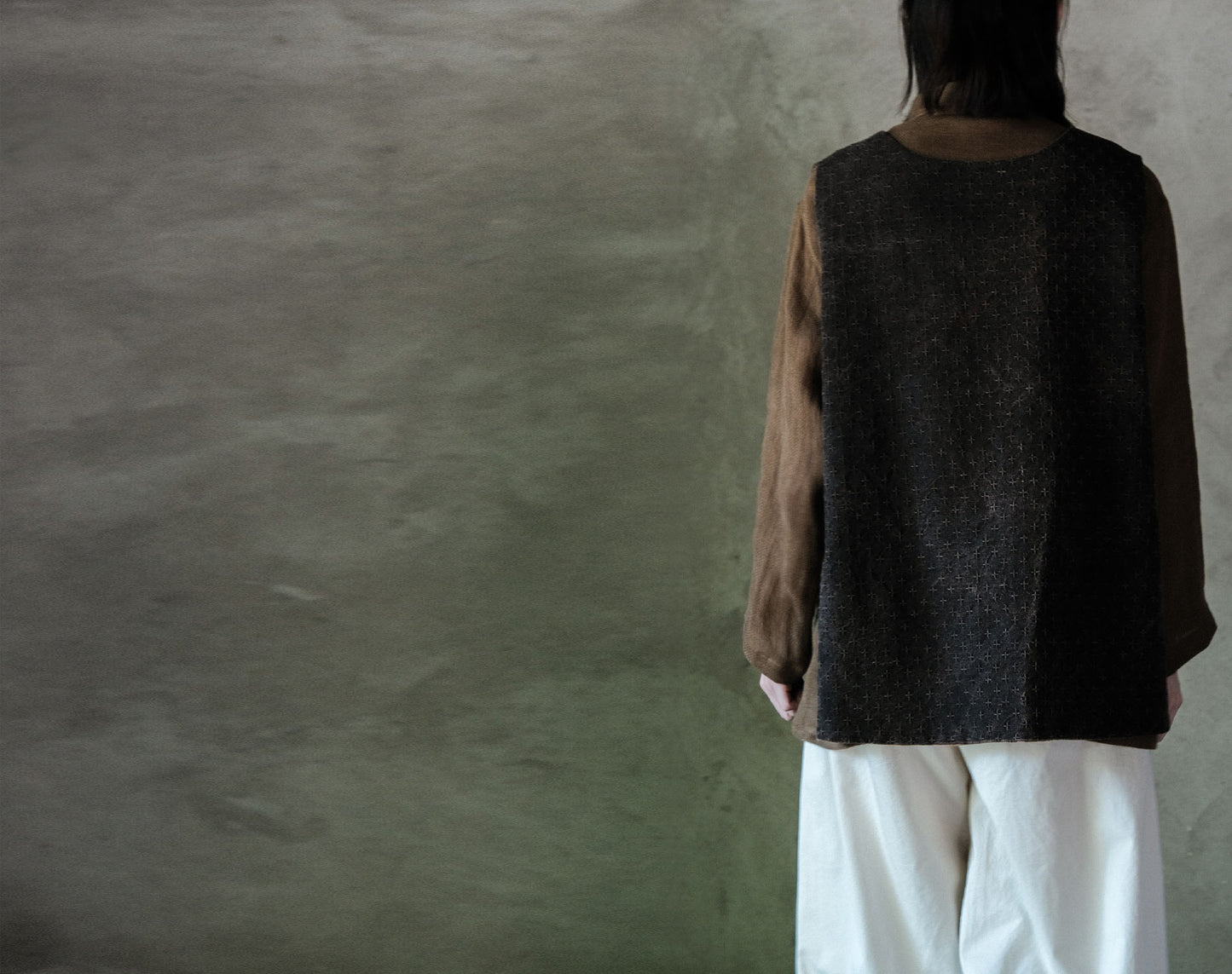 edoa Reversible Mud Tussah Silk jacquard Vest