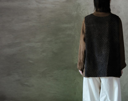 edoa Reversible Mud Tussah Silk jacquard Vest
