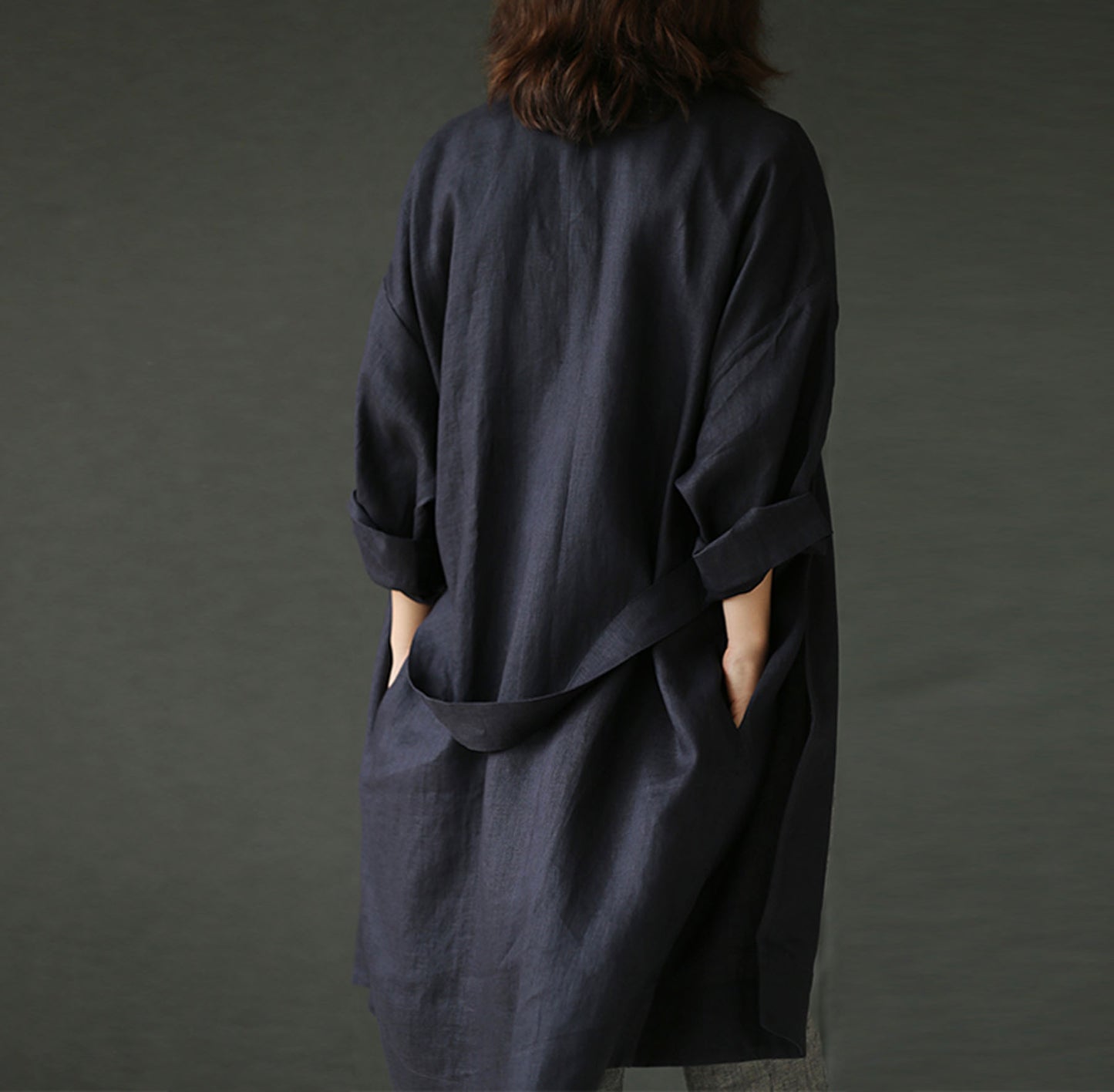 edoa Linen Kimono Wrap with Pockets