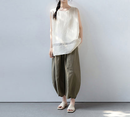 edoa Double Layer Mulberry Silk Organza Summer Tank Top