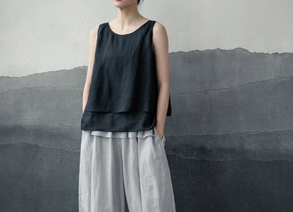 edoa Double-layer Ramie Tank Top