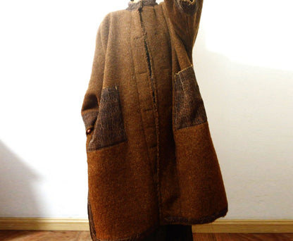 edoa Reversible Sherpa Wool Chinese Coat