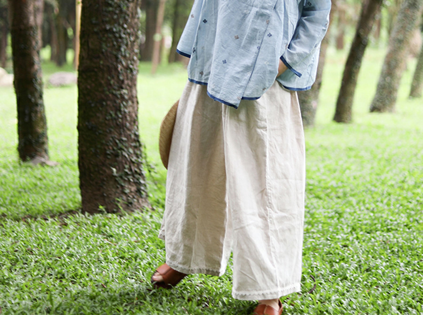 edoa Flax Linen Wide Leg Pants