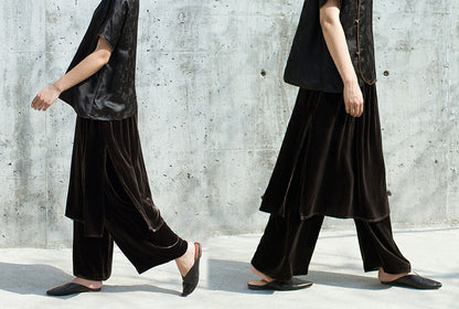 edoa Silk Velvet Skirt Pants 