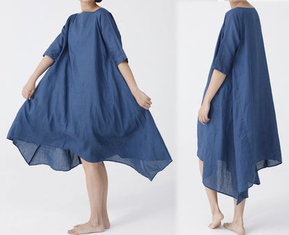 edoa Boat Neck Half Sleeves Shirt Dress