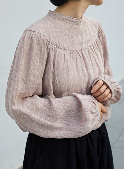 edoa Yarn Dyed Linen blend Blouse