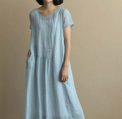 edoa High Counted Ramie Maxi Dress