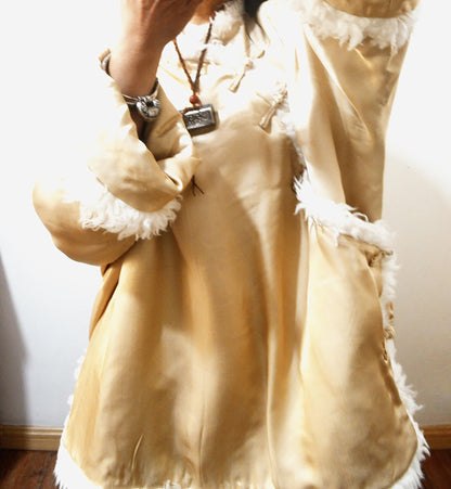 Oversized Heavy Weight Silk Satin Faux Fur Coat co0103 X296