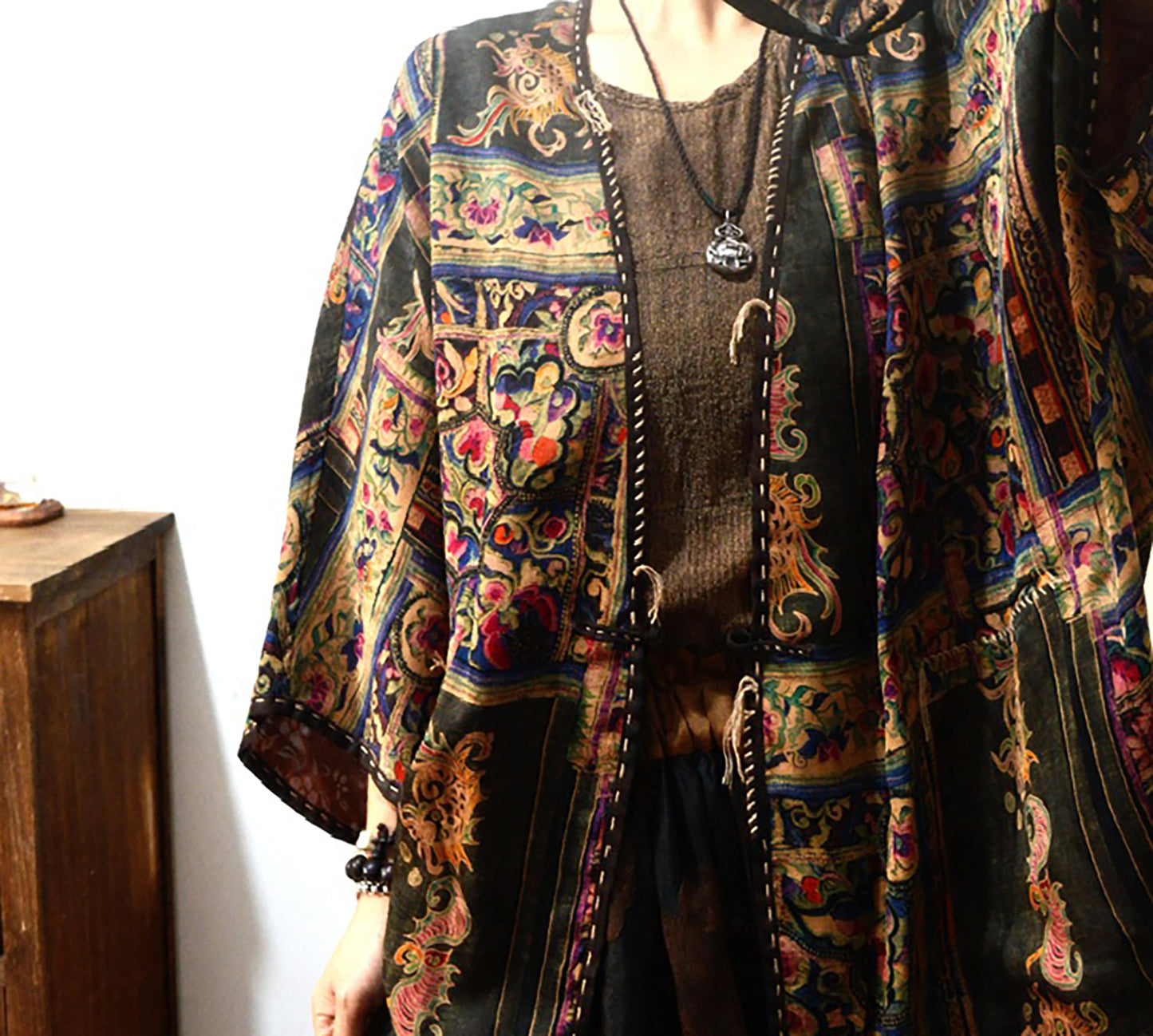 Reversible Printed Mud Silk Jacket ja0038 X280