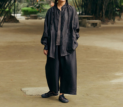 edoa Cracked Mud Silk Wide Leg Pants