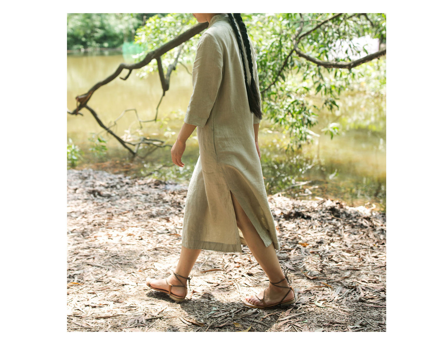 edoa Linen Modified Vintage Style Cheongsam
