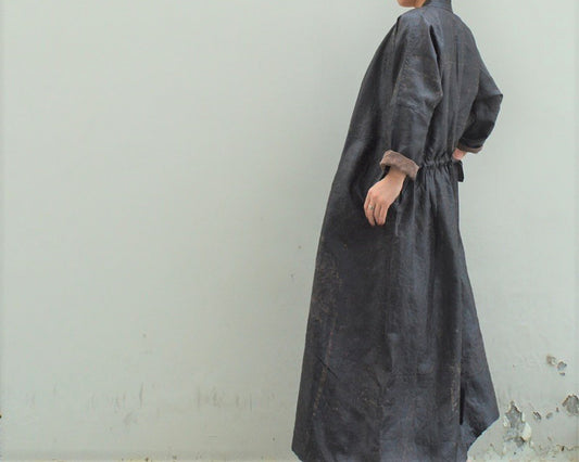 edoa Cracked Mud Silk Duster Coat 