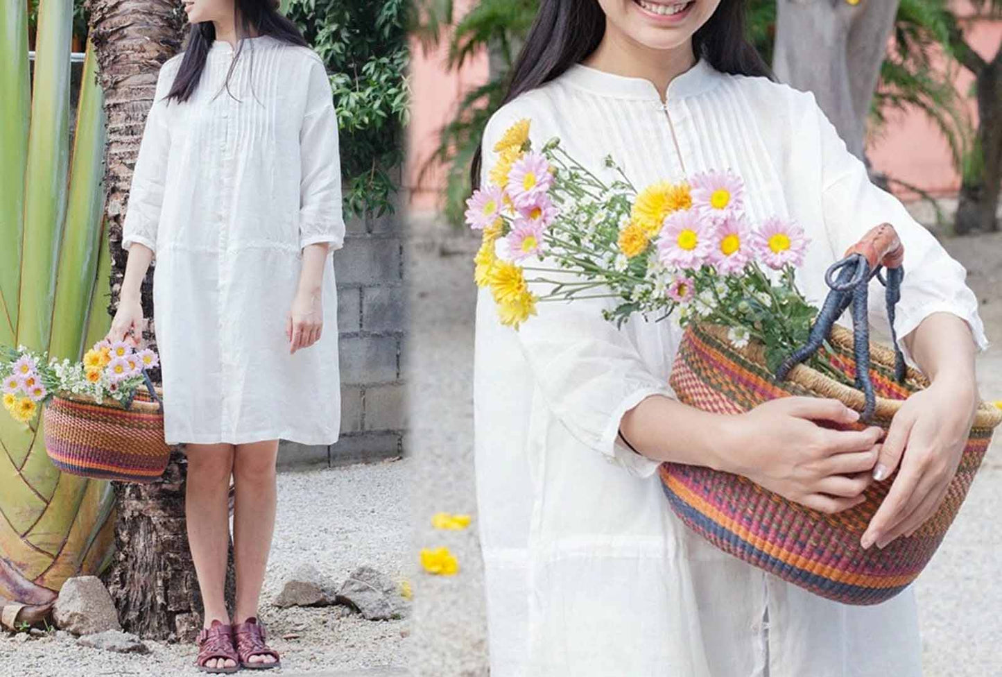 Thin Ramie Pintucked Shirt Dress dr0358 485