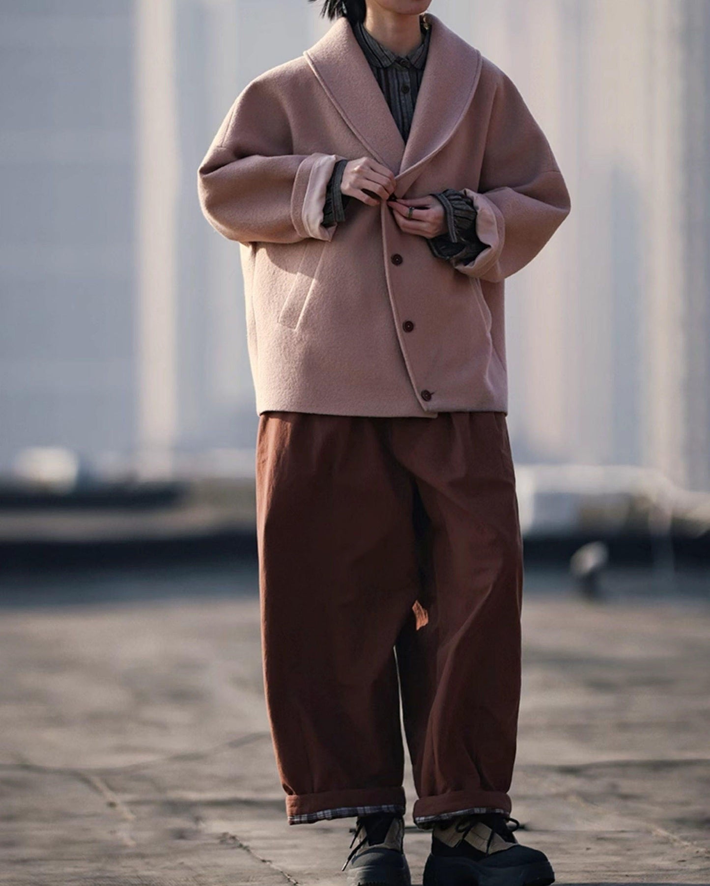 edoa Shawl Collar Slouch Coat 