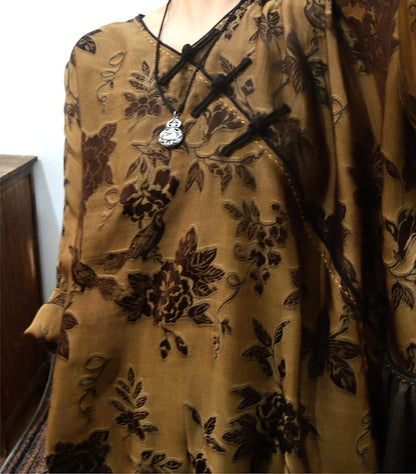 Oversized Mud Silk Jacquard Modified Qipao dr0162 X159