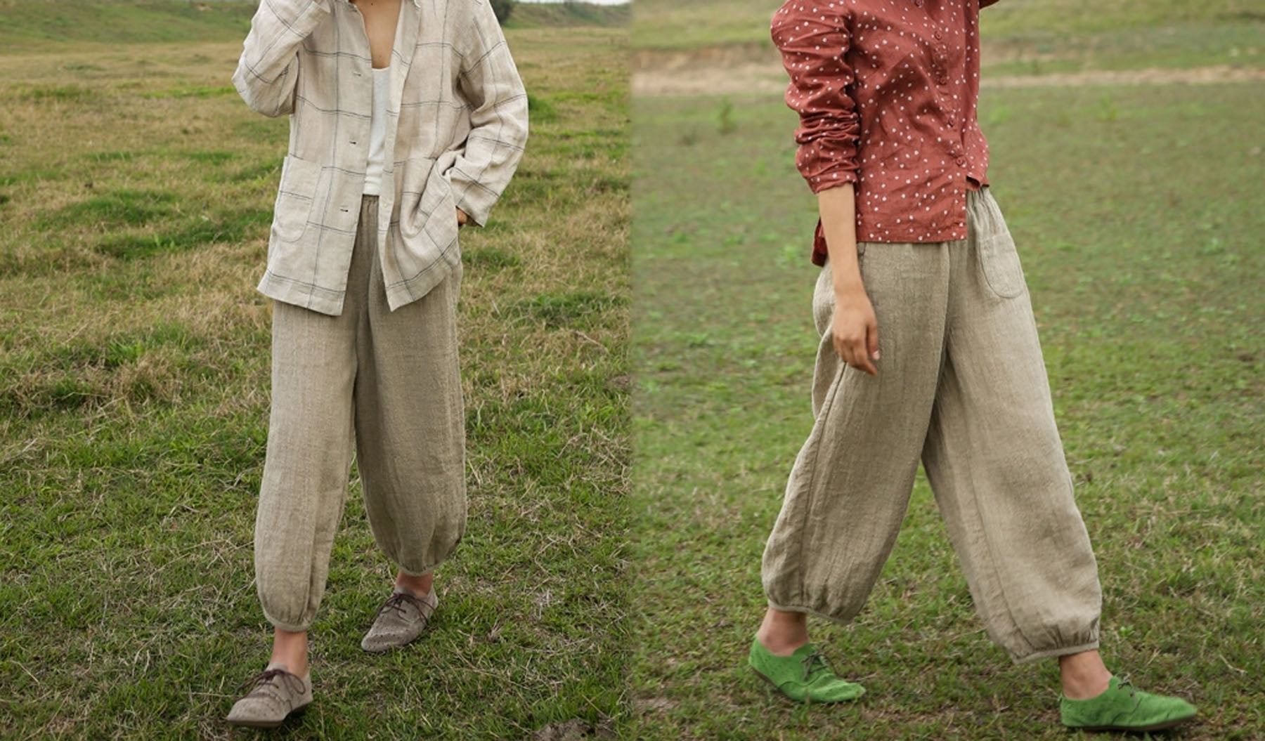 edoa Flax Linen Lantern Pants 