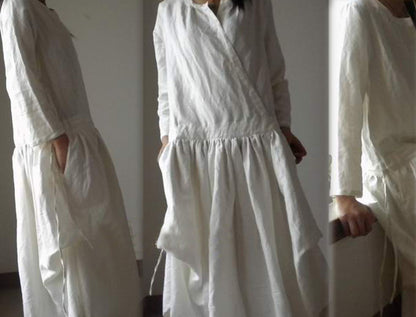 white linen maxi dress edoa