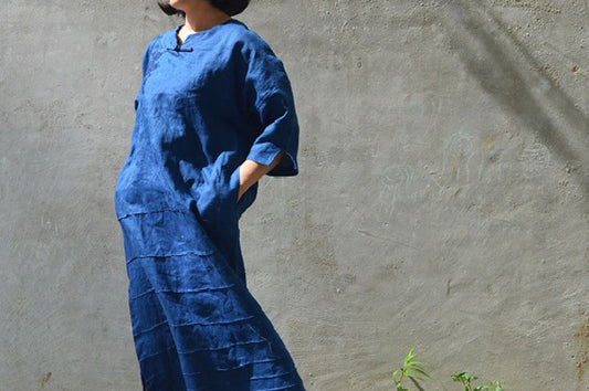 edoa Plant Dyed Linen Dress