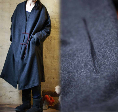 Free Size Boiled Wool Long Coat co0072 120