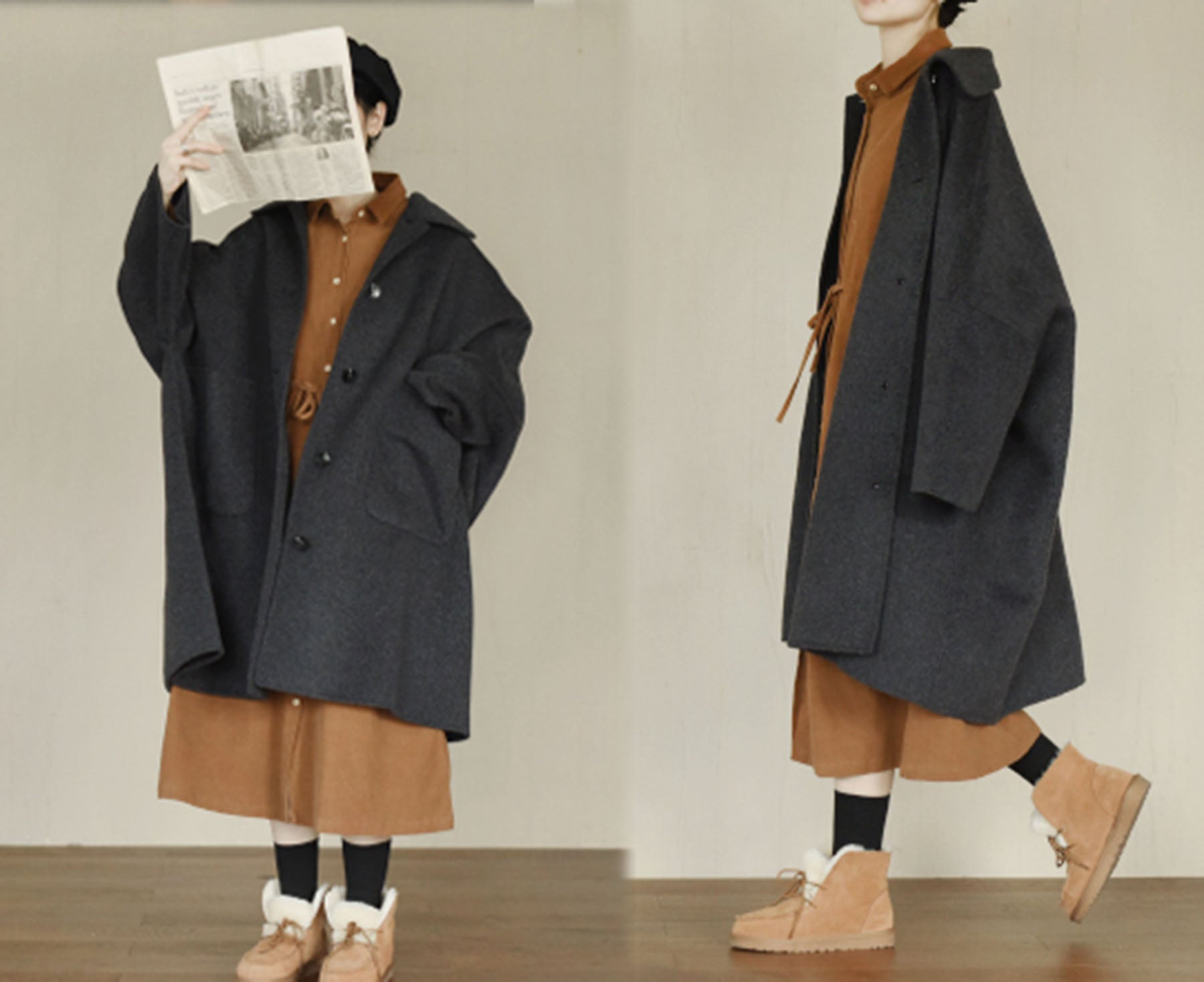 edoa Oversized Doubl Face Wool Coat 