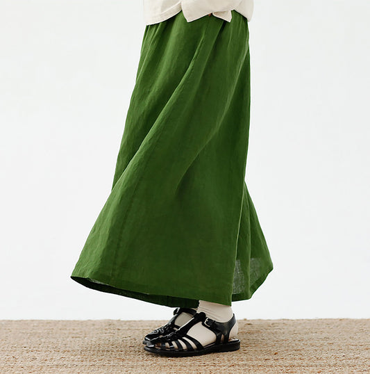 edoa Stone-washed Linen Wide Leg Pants 