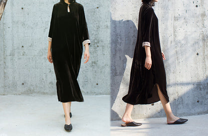 edoa Silk Velvet Modified Qipao