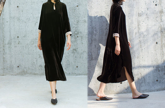 edoa Silk Velvet Modified Qipao