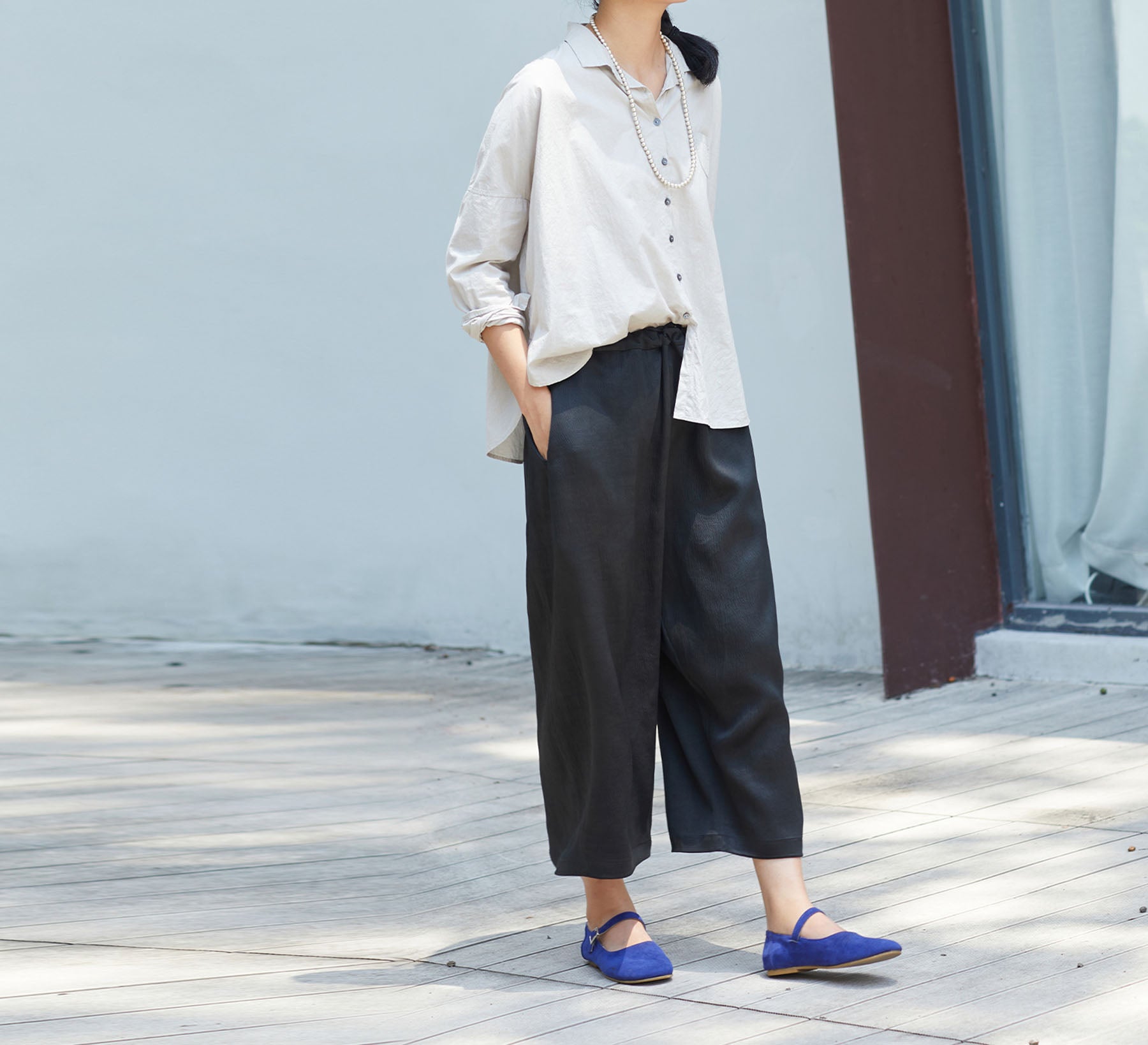 edoa Mud Silk Satin Crop Pants