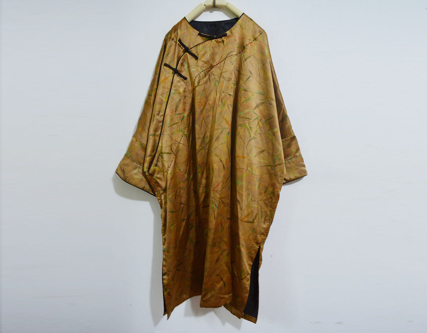 edoa Super Loose Printed Mud Silk Charmeuse Qipao 